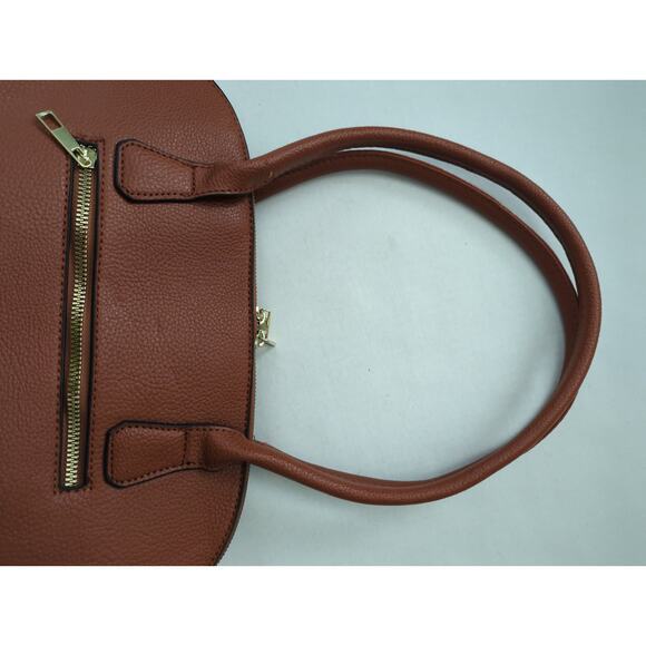 London Fog Collection Brown Vegan Leather Shoulder Saddle Bag 11 x 17 x 6 - Picture 5 of 8